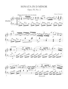 Partition Sonata No. 2 en D minor, Three Piano sonates, Op. 50, Clementi, Muzio