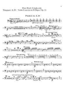 Partition timbales, violon Concerto, D major, Tchaikovsky, Pyotr