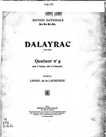 Partition viole de gambe, 6 corde quatuors, Dalayrac, Nicolas