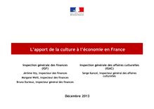 L apport de la Culture dans l économie en France