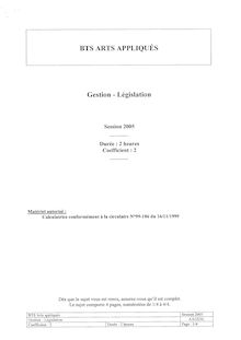 Gestion - législation 2005 BTS Expression visuelle