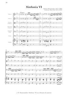 Partition Score avec clavecin, Sinfonia VI par Johann Rosenmüller