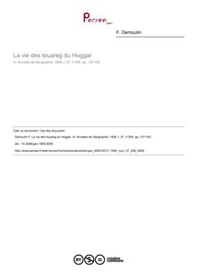 La vie des touareg du Hoggar - article ; n°206 ; vol.37, pg 137-162