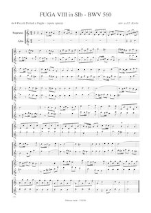 Partition Descant- et aigu enregistrement , Prelude et Fugue en B-flat major