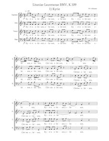 Partition complète, Litaniae Lauretanae, Litaniae de Beata Maria Virgine par Wolfgang Amadeus Mozart