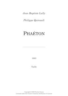 Partition Taille, Phaëton, LWV 61, Lully, Jean-Baptiste
