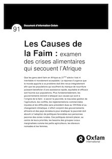 Les Causes de la Faim : examen des crises - Oxfam briefing paper