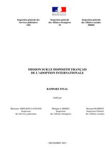Mission sur le dispositif français de l adoption internationale : rapport final