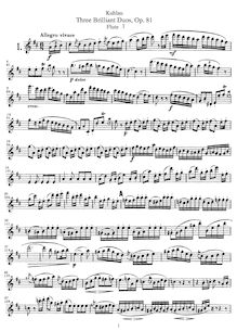 Partition parties complètes, 3 Brilliant Duos pour 2 flûtes, Op.81 par Friedrich Kuhlau