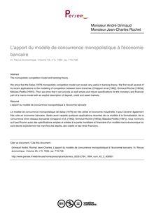 L apport du modèle de concurrence monopolistique à l économie bancaire - article ; n°3 ; vol.45, pg 715-726