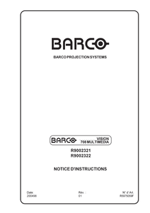 Notice Projecteur Cineversum  BARCOVision 708 MM + Iris