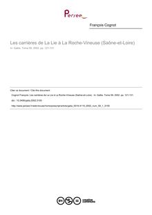 Les carrières de La Lie à La Roche-Vineuse (Saône-et-Loire)  - article ; n°1 ; vol.59, pg 121-131