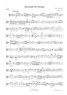 Partition altos, Serenade pour cordes, G minor, Kalinnikov, Vasily
