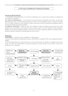 L évaluation en volley ball Document provisoire Dominique Kraemer Janvier