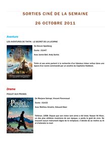 Sorties cinéma de la semaine du 26 octobre 2011
