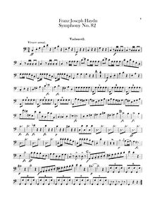 Partition violoncelles, Symphony No.82 en C major, “L’Ours”, Sinfonia No.82 “The Bear”