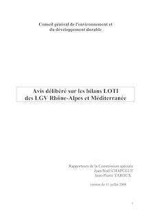 Bilan LOTI de la LGV Rhône-Alpes. : Avis