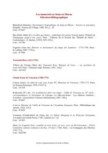 Les immortels en Seine-et-Marne Sélection bibliographique