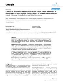 Change in bronchial responsiveness and cough reflex sensitivity in patients with cough variant asthma: effect of inhaled corticosteroids