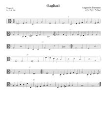 Partition ténor viole de gambe 2, alto clef, Gagliard, Bassano, Augustine