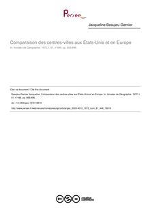 Comparaison des centres-villes aux États-Unis et en Europe - article ; n°448 ; vol.81, pg 665-696