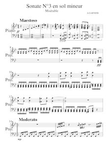 Partition , Maestoso, Piano Sonata No.3, Misérable, G major, Garnier, Arthur