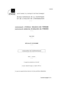 Composition de mathématiques 2005 Economie Ecole Nat. de la Statistique et de l Analyse de l Information