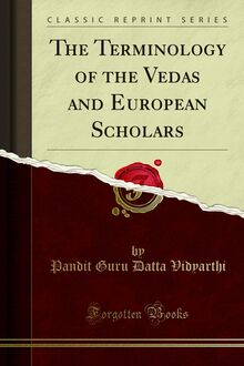 Terminology of the Vedas and European Scholars
