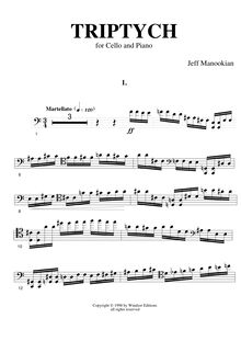 Partition de violoncelle, Triptych, pour violoncelle et Piano