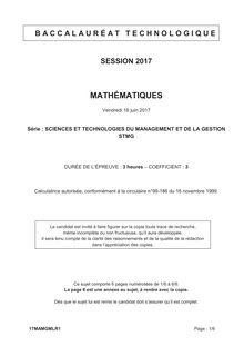 Sujet Mathématiques STMG - 2017 