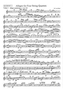 Partition quatuor I: violon 1, Allegro pour 4 corde quatuors, Allegro Moderato