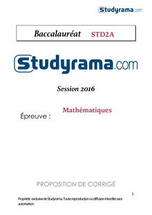 Corrige BAC STD2A Mathématiques 2016
