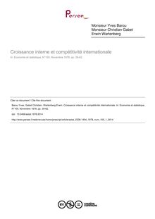 Croissance interne et compétitivité internationale - article ; n°1 ; vol.105, pg 39-62