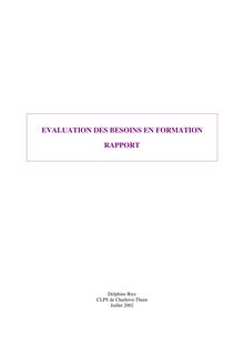 Rapport d évaluation des besoins en formation (2002 - EVALUATION ...