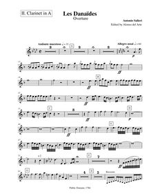 Partition clarinette 2 (A), Les Danaïdes, Salieri, Antonio