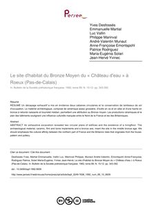 Le site d habitat du Bronze Moyen du « Château d eau » à Roeux (Pas-de-Calais) - article ; n°10 ; vol.89, pg 343-392