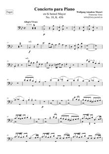 Partition basson 1/2, Piano Concerto No.18, B♭ major, Mozart, Wolfgang Amadeus