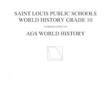 SAINT LOUIS PUBLIC SCHOOLS WORLD HISTORY GRADE 10 AGS WORLD HISTORY