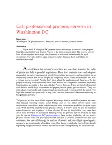 Call professional process servers in Washington DC