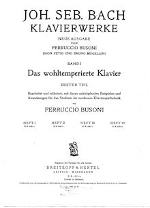 Partition préludes et Fugues Nos.1–12, BWV 846–857, Das wohltemperierte Klavier I