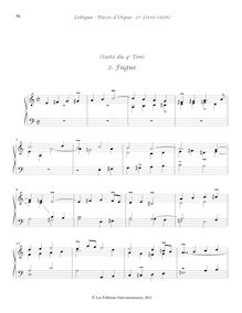 Partition , Fugue, Livre d orgue No.1, Premier Livre d Orgue, Lebègue, Nicolas