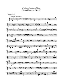 Partition trompette 1, 2 (en C), Piano Concerto No.25, C major, Mozart, Wolfgang Amadeus
