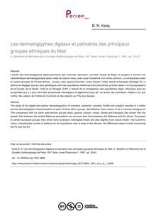 Les dermatoglyphes digitaux et palmaires des principaux groupes ethniques du Mali - article ; n°1 ; vol.8, pg 25-42