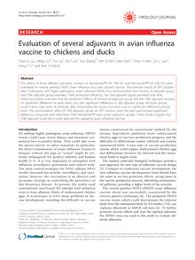 Evaluation of several adjuvants in avian influenza vaccine to chickens and ducks