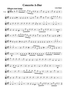 Partition viole de gambe, violon Concerto en A major, A major, Platti, Giovanni Benedetto
