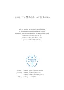Rational Krylov methods for operator functions [Elektronische Ressource] / vorgelegt von Stefan Güttel