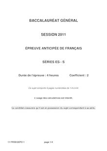 Sujet du bac : la poésie - pour les ES 2011: Francais