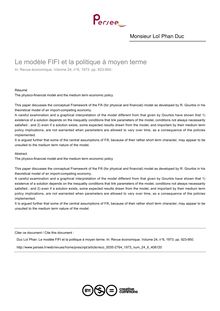 Le modèle FIFI et la politique à moyen terme - article ; n°6 ; vol.24, pg 923-950