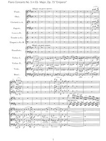 Partition , Adagio un poco mosso, Piano Concerto No.5, Emperor, E♭ Major