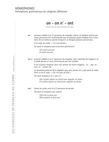 Accord / Déterminant, on – on n’ / ont